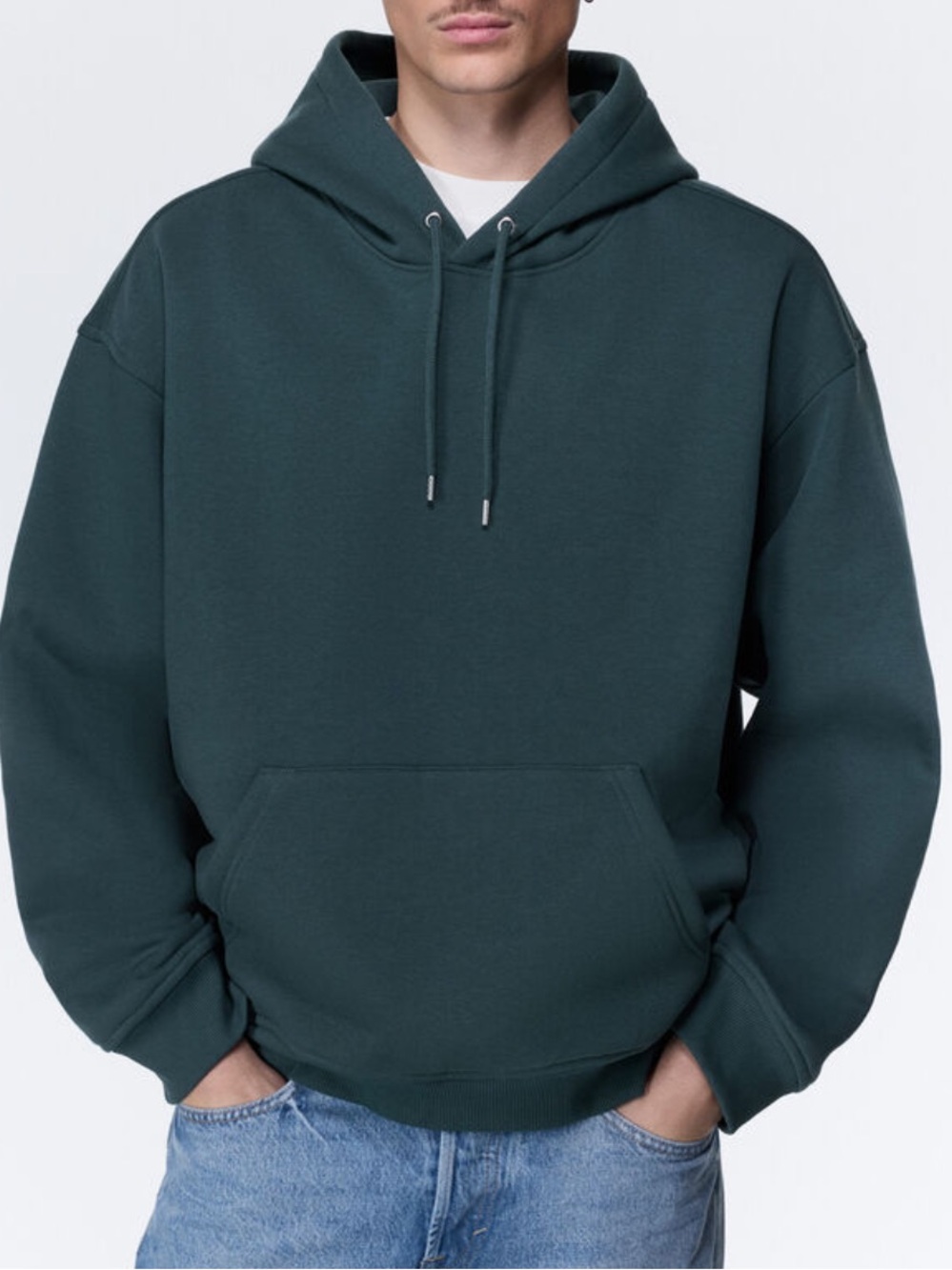 H&M Men’s Essentials relaxed fit dark forest green hoodie